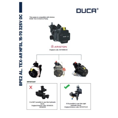 Poza Pompa Duca ERP 325V DC pentru centrale Ariston HS, Cares Premium EU2, Clas One, Genus One si Alteas One NET si Chaffoteaux 65116908-03. Poza 19954