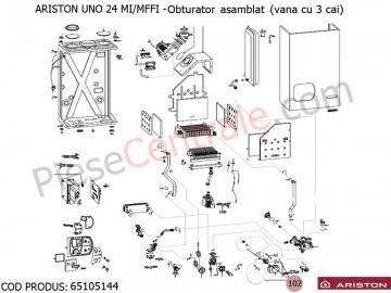 Poza Obturator asamblat ( vana cu 3 cai ) Ariston UNO 24 MI/MFFI